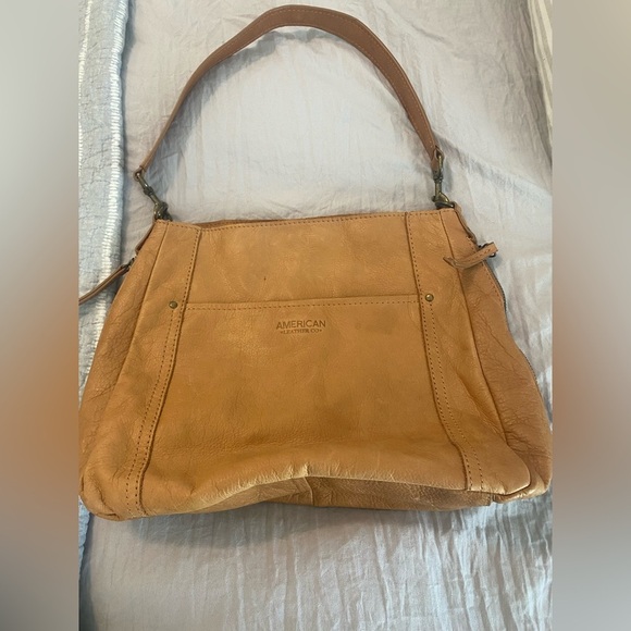 American Leather Co. Buttery Soft Tote Shopper Hobo Shoulder Bag Camel Brown - Picture 1 of 8